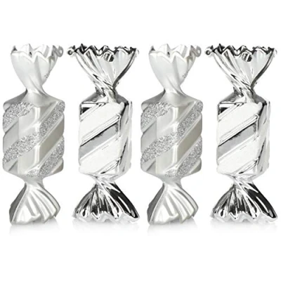 Abbildung von com four® 4X Christbaumanhänger Bonbon Weihnachtskugel Geschenkbonbon Christbaumschmuck in Form für die Weihnachtsbaum Dekoration bruchfester Baumschmuck