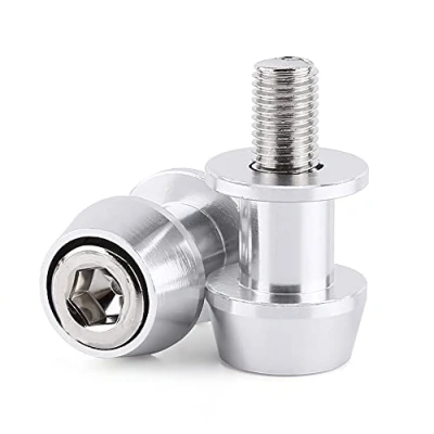 Abbildung von Swing Arm Spool 8 / 10mm Motorrad CNC Aluminiumlegierung Sliders Stehen Swingarm Bobbins(8MM Silberfarbe)