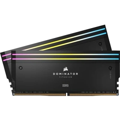 Abbildung von CORSAIR Dominator Titanium RGB DDR5 RAM 96GB (2x48GB) 6600MHz CL32 Intel XMP iCUE Kompatibler Computerspeicher Schwarz (CMP96GX5M2B6600C32)