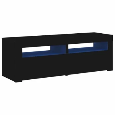 Abbildung von vidaXL TV Schrank mit LED Leuchten Lowboard Fernsehschrank Fernsehtisch Sideboard HiFi Möbel Tisch Board Schwarz 120x35x40cm