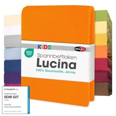 Abbildung von CelinaTex Jersey Spannbettlaken Lucina für Kids 60x120 70x140cm orange 100% Baumwolle gekämmt superweich Oeko TEX