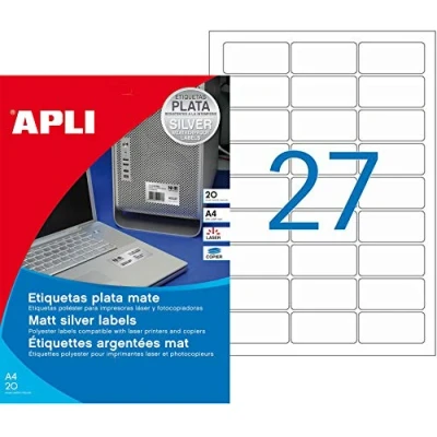 Abbildung von agipa 10070 Typenschild Etiketten, 63,5 x 29,6 mm, silber