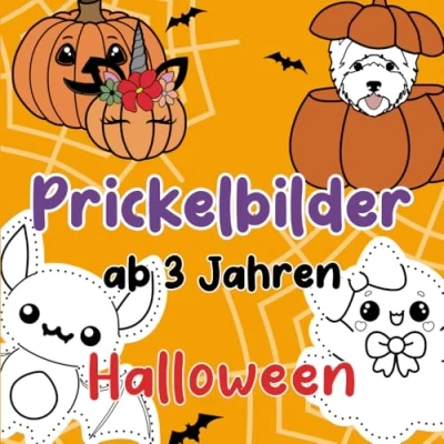 Abbildung von Prickelbilder ab 3 Jahren Halloween: Malen, Prickeln, Ausschneiden und Basteln! Prickelblock für Jungen Mädchen Bastelbuch Kinder