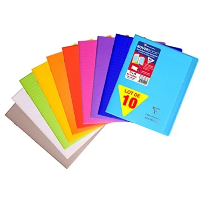 Abbildung von Clairefontaine 951501C Packung mit 10 Heften Koverbook, 17x22 cm, 48 Blatt, liniert Rand, 90g, farbig sortiert, 1 Pack