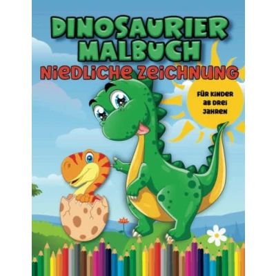 Abbildung von Dinosaurier Malbuch für Kinder ab 3 Jahren Lustigen Motiven, freundliche Dinosaurier, Malvorlagen: 30 Malvorlagen Dino Motive ... und Kindergarten Tolles Geschenk