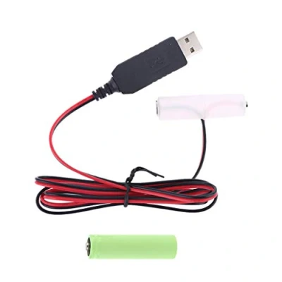 Abbildung von LR6 AA Batterie Eliminator, USB Netzteilkabel, ersetzt 1 4 Stück, 1,5 V Batterien, 100 cm… (2AA)