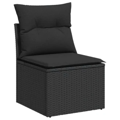 Abbildung von vidaXL Loungesofa Gartensofa ohne Armlehnen mit Kissen Schwarz Poly Rattan, 1 Teile