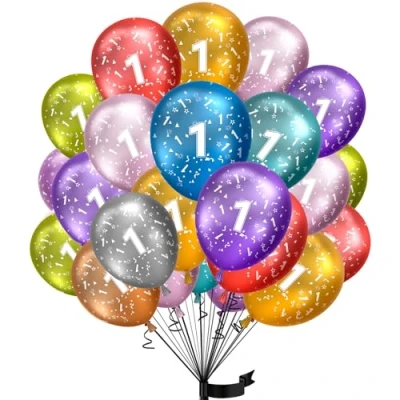 Abbildung von Luftballons 1. Geburtstag,15 Stück Metallic folienballon 1 helium ballons jahre aus 100% Naturlatex,Klimaneutral, 32cm Ballon zahlen für Kindergeburtstag und mädchen junge Geburtstag