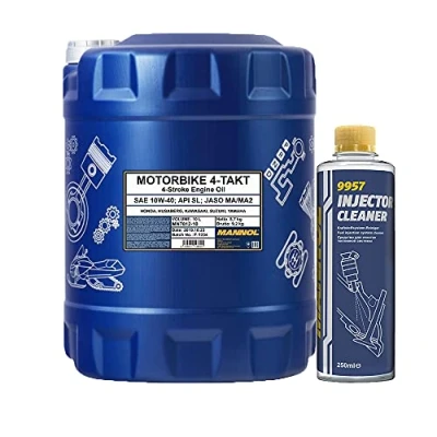 Abbildung von 10l, MANNOL 7812 Motorbike 4 Takt MA2 + Injector Cleaner Benzinadditiv 250ml