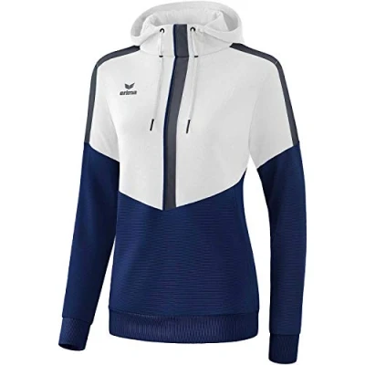 Abbildung von Erima Damen Squad Kapuzensweat, Weiß/New Navy/Slate Grey, 38