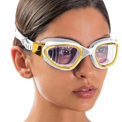 Abbildung von AqtivAqua Schwimmbrille DX — Weites Sichtfeld, UV Schutz, Anti Beschlag, Auslaufsicher, Geeignet für Innen und Außenbeleuchtung mit Anpassbarem Silikonband Erwachsene Jugendliche