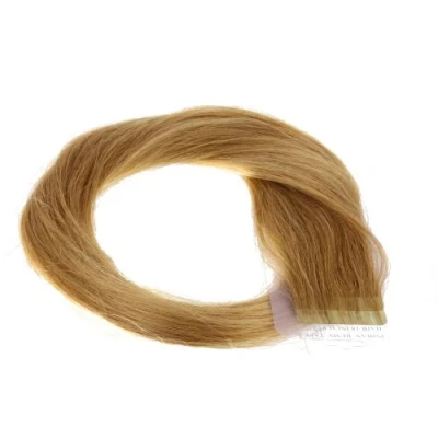 Abbildung von hair2heart 30 x Tape In Extensions aus Echthaar, 60cm, 2,5g Strähnen, glatt Farbe 12 honigblond