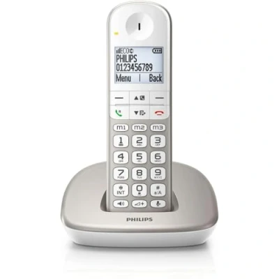 Abbildung von Philips XL4901S/23 Schnurloses Festnetztelefon, 4,9 cm (1,9 Zoll) Display, integrierter Lautsprecher, Freisprecheinrichtung, Anrufer ID, Hintergrundbeleuchtung, Direktwahlfunktion, Weiß (kompatibel: