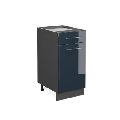 Abbildung von Vicco Küchenunterschrank Fame Line, Dunkelblau Hochglanz/Anthrazit, 40 cm ohne Arbeitsplatte