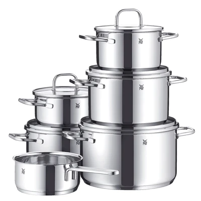 Abbildung von WMF Topf Set &quot;Inspiration&quot;, Cromargan Edelstahl Rostfrei 18/10, (Set, 11 tlg., 1 Bratentopf Ø 16/20cm, Fleischtopf 16/20/24cm, Stieltopf 16cm), Induktion