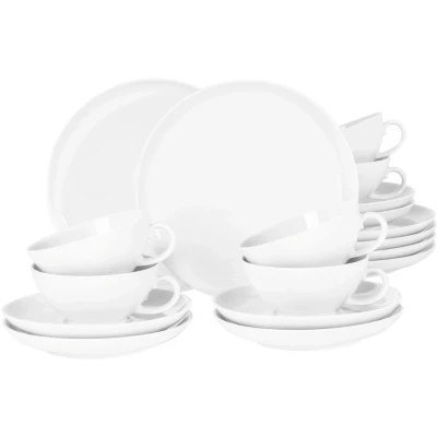 Abbildung von Seltmann Weiden Teeservice &quot;Geschirr Set, 18 Teile, Lido weiß, rund&quot;, (Set, tlg., 6x Teeobertasse 0,14 l, Teeuntertasse, Brotteller), neutral und modern, Made in Germany