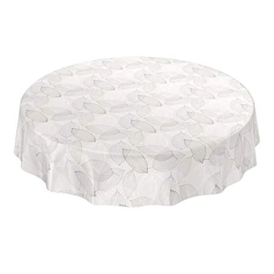 Abbildung von ANRO Wachstuchtischdecke Wachstuch Wachstischdecke Tischdecke abwaschbar Abstrakt Stimmung Laub Grau Rund 120cm