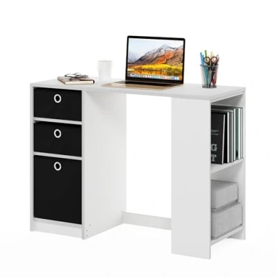 Abbildung von Furinno JAYA Moderner Computerschreibtisch, Schreibtisch, PC Tisch, Weiß/Schwarz