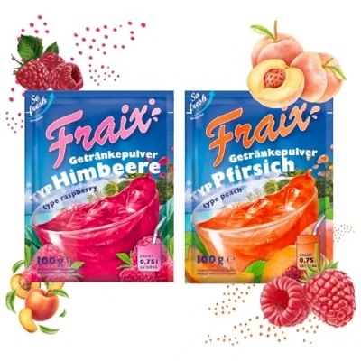 Abbildung von FRAIX Getränkpulver Himbeere + Pfirsich (50er KOMBIPACK) (je 25 x 100g) fruchtig &amp; erfrischend mit Vitamin C