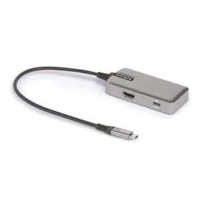 Abbildung von StarTech.com USB C Multiport Adapter auf 4K 60Hz HDMI 2.0, 100W PD Pass Through 3 Port 10Gbit/s 3.1 Hub Reiseadapter Typ Mini Docking Station 25cm Kabel (DKT31CHPD3)