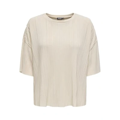 Abbildung von Only Damen Onlravenna S/S Plisse Top Noos JRS Feminines Oberteil Mit O Ausschnitt Und Kurzen Ärmeln, Regular Fit, Bone White, XXL