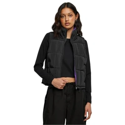 Abbildung von Urban Classics Reversible Cropped Puffer Weste, Damen, Größe: 5XL, Black realviolet