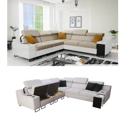 Abbildung von All4All Ecksofa Fosti 2 Schalffunktion Bettkasten Polstersofa Komfort L Form Couch Eckcouch Schlafsofa 287x211x100cm 26 Whisper 3 Kunstleder Weiss Links