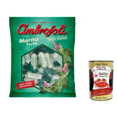 Abbildung von 6x Ambrosoli Caramelle Menta Forte, Münzbonbons sweets 150g + Italian Gourmet polpa 400g