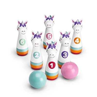 Abbildung von Mousehouse Gifts Kinder Kegel Set Einhorn Design Holz