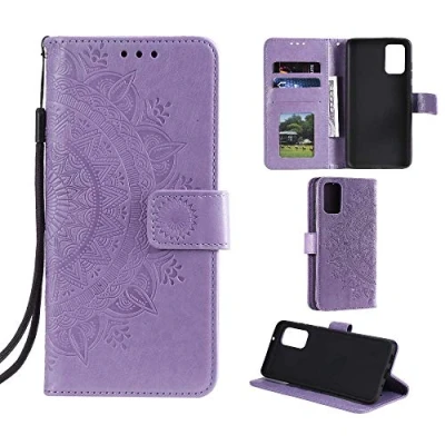 Abbildung von CoverKingz Handy Tasche kompatibel mit Samsung Galaxy S20 [6,2 Zoll] Handycase Kartenfach Handyschutzhülle Cover Smartphonehülle klappbar Motiv Mandala Lila