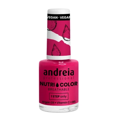 Abbildung von Andreia Professional NutriColor Atmungsaktiver Nagellack Veganer und Tierversuchsfreier Nagelkunst mit langanhaltendem Glanz Finish Farbe NC22 Pink Cherry 10,5 ml