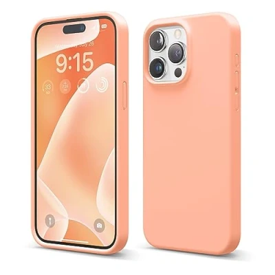 Abbildung von elago Schutzhülle aus Flüssigsilikon, kompatibel mit iPhone 15 Pro Max, Premium Qualität, Rundumschutz [stoßfeste Struktur 4 Schichten], weiches Mikrofaserfutter, Kratzfest (Lachs)