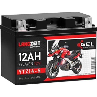Abbildung von LANGZEIT YTZ14 S Motorradbatterie GEL 12V 12Ah 270A/EN 4 GTZ14 Batterie doppelte Lebensdauer vorgeladen auslaufsicher wartungsfrei