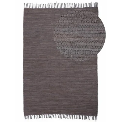Abbildung von carpetfine Flickenteppich Kelim Chindi Uni Mauve 120x170 cm, handgewebt Fleckerlteppich aus Baumwolle für Wohnzimmermit Fransen