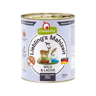 Abbildung von GranataPet Liebling&#039;s Mahlzeit Wild &amp; Lachs, Nassfutter für Hunde, Hundefutter ohne Getreide Zuckerzusätze, Alleinfuttermittel, 6 x 800 g