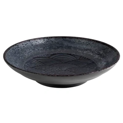 Abbildung von APS 84911 Schale DARK WAVE, Ø 22,5 cm, Höhe 5 0,75 Lite, Melamin, schwarz/Wellendekor