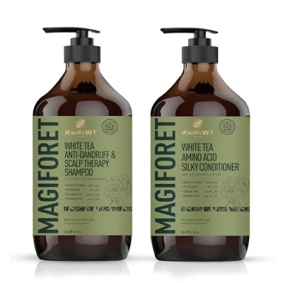 Abbildung von MagiForet Anti Schuppen &amp; Beruhigend Shampoo und Conditioner Set 2 * 500ml. Für trockene, schuppende Kopfhaut, hilft gegen Schuppen, lässt trockene juckende Kopfhaut beruhigt fühlen