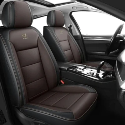 Abbildung von ORAWLE Sitzbezüge Auto Autositzbezüge Universal Set für Volkswagen VW Tiguan 2 Gen/Tiguan Allspace 2016 2017 2018 2019 2020 2021 2022 2023 Zubehör: Schwarze Kaffeefarbe