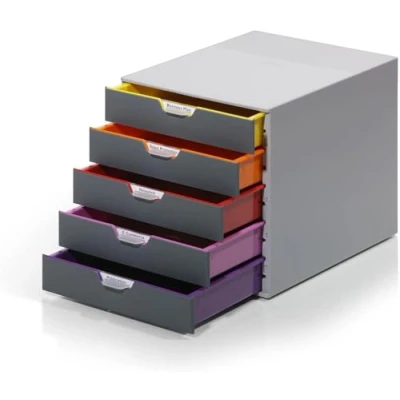 Abbildung von Durable Schreibtisch Set VARICOLOR Schubladenbox 760527 und Briefablagen 770557 Stehsammler 770657