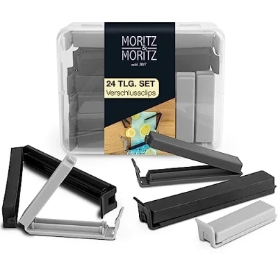 Abbildung von Moritz &amp; Vorratsdose 24 Verschlussclips dunkel, Plastik, (24er Set), für Lebensmittelaufbewahrung