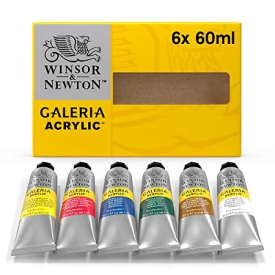 Abbildung von Winsor &amp; Newton 2190516 Galeria Acrylfarbe, hohe Pigmentierung, lichtecht, buttrige Konsistenz, Farbenset 6 Acrylfarben in 60 ml Tuben