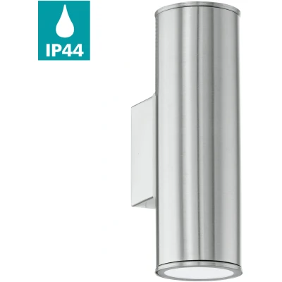 Abbildung von Eglo 94107 Aussen LED RIGA Up &amp; Downlight edelstahl, GU10 max. 2X3W L:6,5cm H:20cm