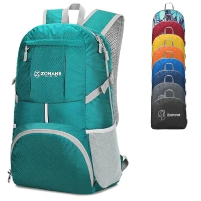 Abbildung von ZOMAKE Leichter Rucksäcke Wasserdicht Faltbarer Rucksack 35L Wanderrucksack Packable Backpack für Damen Herren Outdoor Wandern(Seeblau)