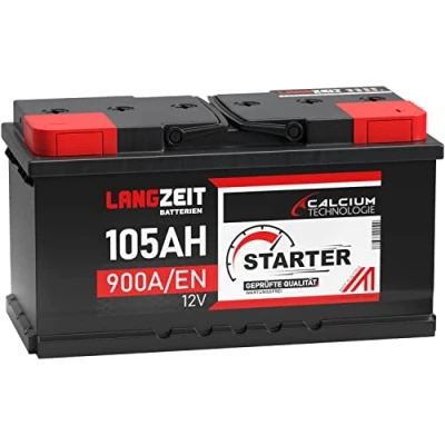 Abbildung von LANGZEIT Starter Serie 12V 44Ah 105Ah Autobatterie Starterbatterie, KFZ PKW Batterie (105Ah)
