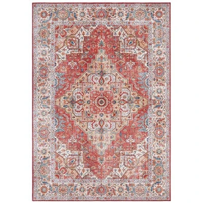 Abbildung von Nouristan Sylla Asmar Wohnzimmerteppich Orient Touch Detailiertes Muster Florales Kurflor Flachgewebe Teppich für Esszimmer, Wohnzimmer, Schlafzimmer Ziegelrot, 120x160cm, Polyester, 120x160 cm