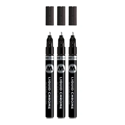 Abbildung von Molotow Liquid Chrome Marker 2,0 mm (Metallic Stift mit Spezialtinte echtem Spiegeleffekt für Modellbau, Graffiti &amp; Hobby) 3 Stück chrom