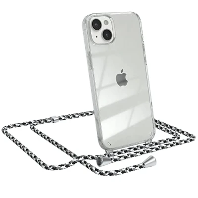 Abbildung von EAZY CASE Handykette kompatibel mit iPhone 14 Plus Handyhülle Umhängeband, Handykordel Schutzhülle, Silikonhülle, Hülle Band, Stylische Kette für Smartphone, Schwarz Camouflage