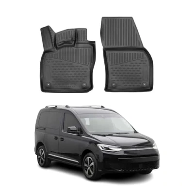 Abbildung von OMAC 7566443 Fußmattensatz Gummi, TPE (thermoplastischer Elastomer) 2 schwarz VOLKSWAGEN: Caddy V Kombi