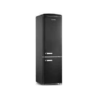 Abbildung von SEVERIN Retro Kühl &amp; Gefrierkombination, Kühlschrank im Design mit Chrom Applikationen, LED Beleuchtung, 1 7C, 244 L Nettovolumen, nur 39 dB, schwarz, RKG 8918 [EEK D]
