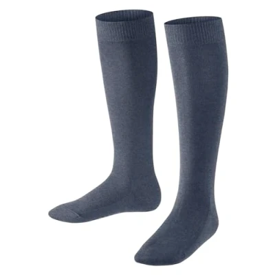 Abbildung von FALKE Unisex Kinder Kniestrümpfe Family K KH nachhaltige biologische Baumwolle lang einfarbig 1 Paar, Blau (Dark Blue Melange 6688) neu umweltfreundlich, 27 30